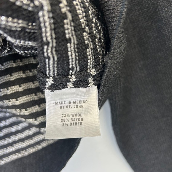 St John Sport Santana Knit Sweater Women's Size Medium Black Sequin Y2K - Picture 6 of 10